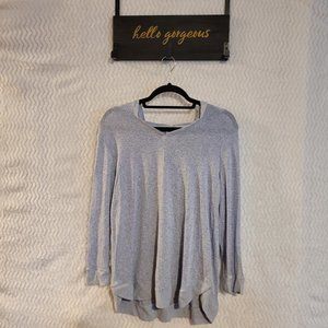 SUNDAY GREY LONG SLEEVE KNIT HOODIE SIZE L